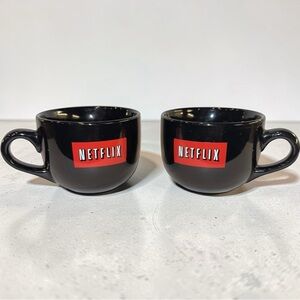 NEW Netflix Official 18oz Jumbo Wide-Bowl Mug Set - Double-Sided Logo - Set of 2